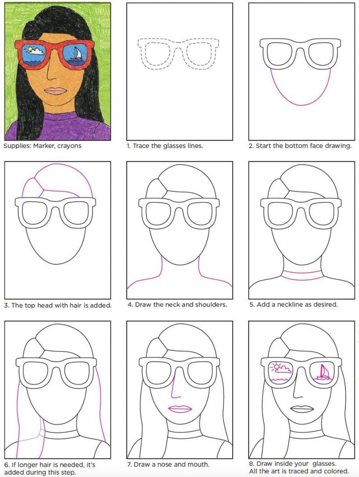 Easy how to draw sunglasses tutorial and sunglasses coloring page homeschool art elementary art self portrait art