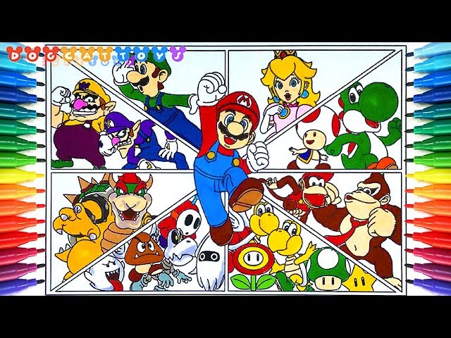 How to draw super mario bros charactors drawing coloring pages videos for kids