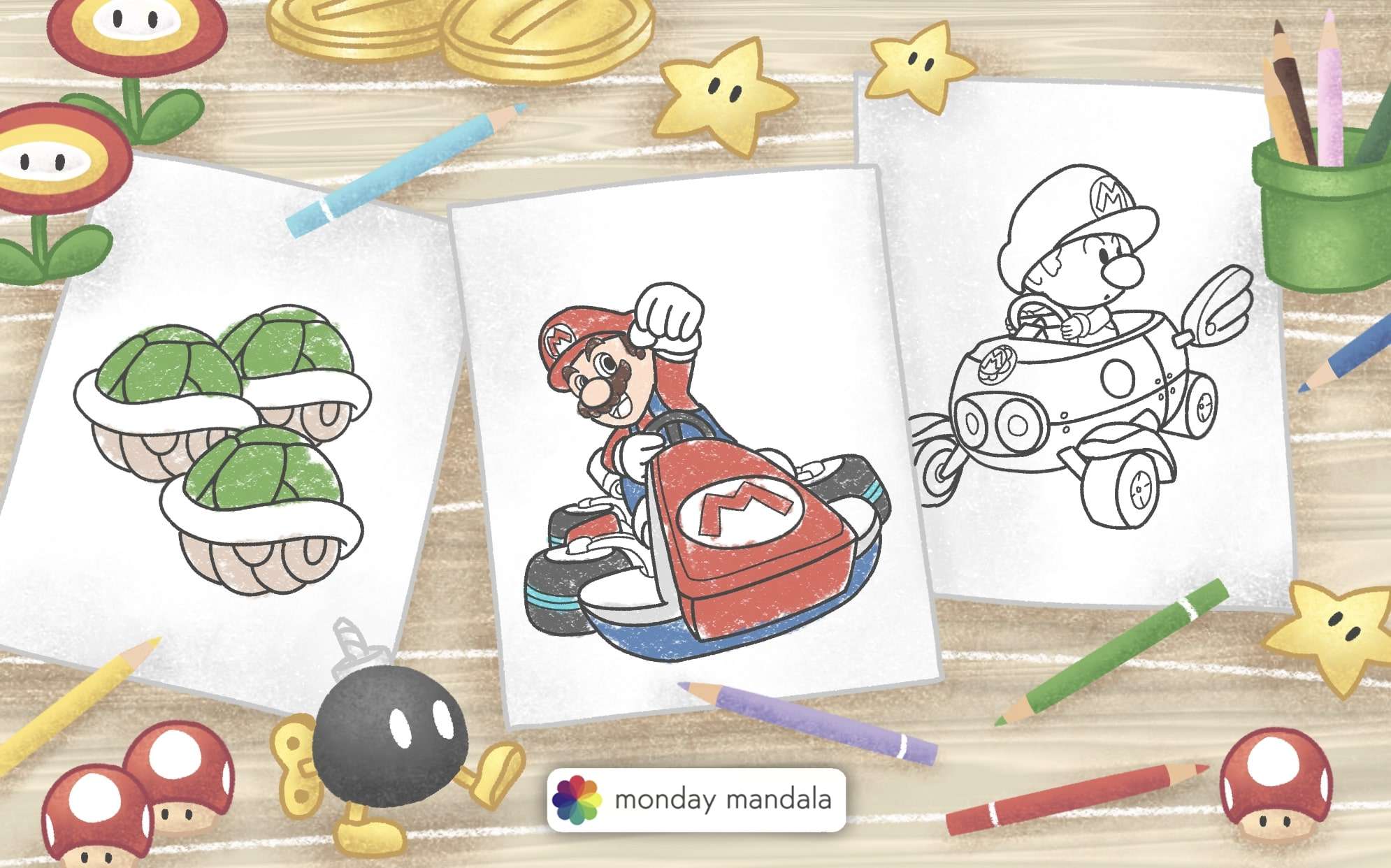 Mario kart coloring pages free pdf printables