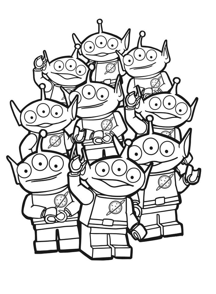 Little green aliens toy story coloring page