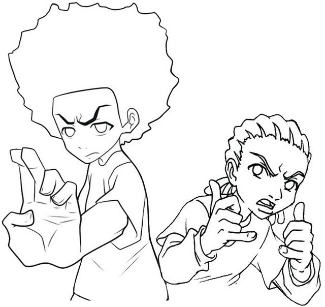 Huey and riley freeman coloring page