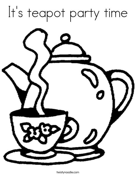 Its teapot party time coloring page