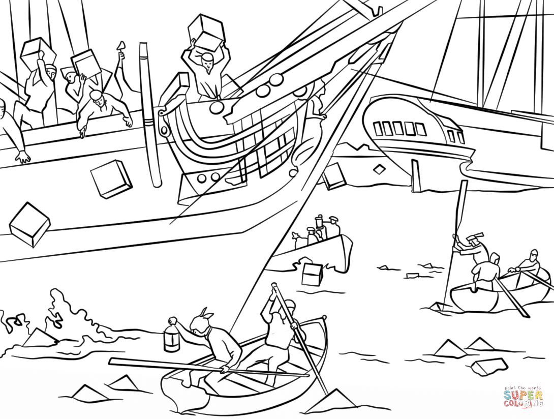 Boston tea party coloring page free printable coloring pages