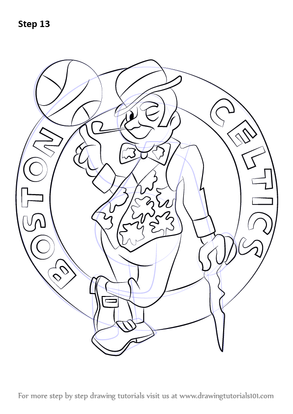 How to draw boston celtics logo nba step by step