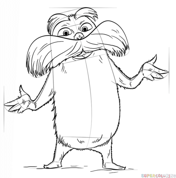 How to draw the lorax step by step drawing tutorials