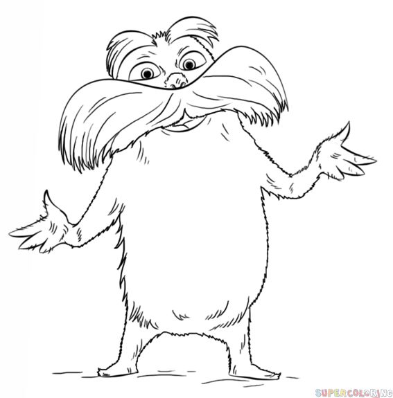 How to draw the lorax step by step drawing tutorials the lorax dr seuss coloring pages drawing tutorials for kids