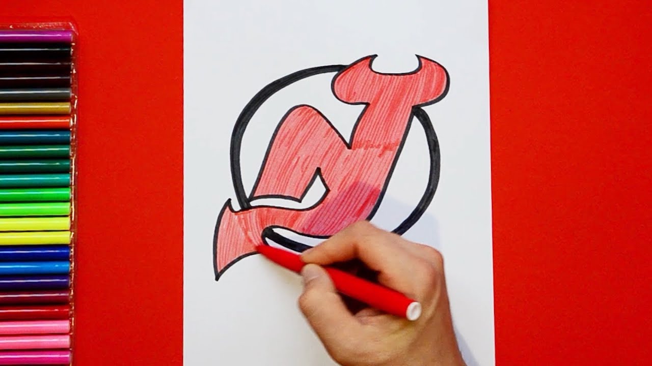 How to draw the new jersey devils logo nhl tea