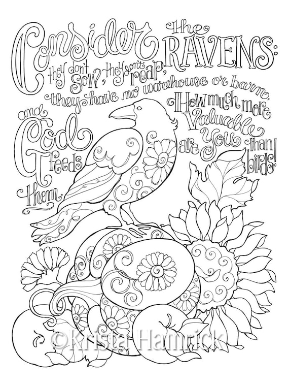 Consider the ravens coloring page x bible journaling tip