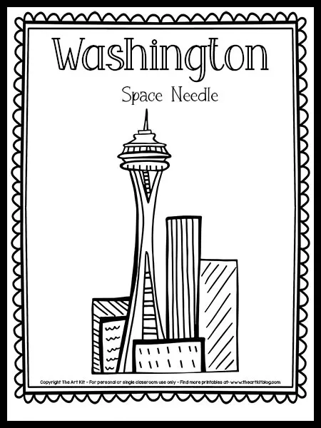 Washington space needle coloring page free printable â the art kit