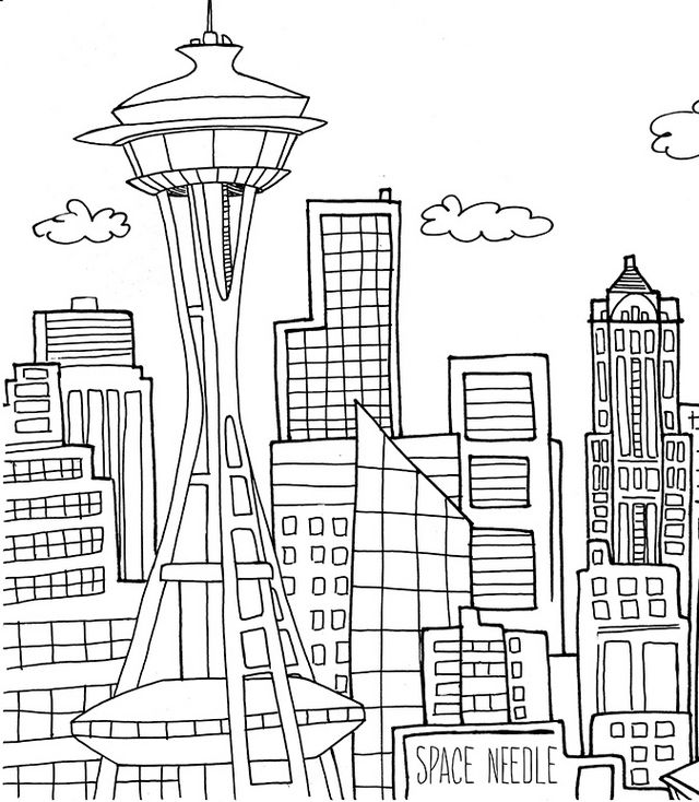 Gorgeous skyscraper around the world coloring pages for kids