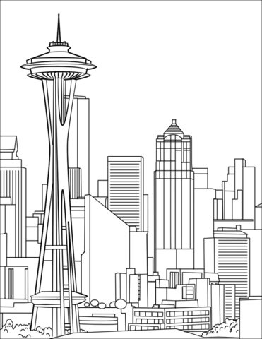 Space needle coloring page free printable coloring pages