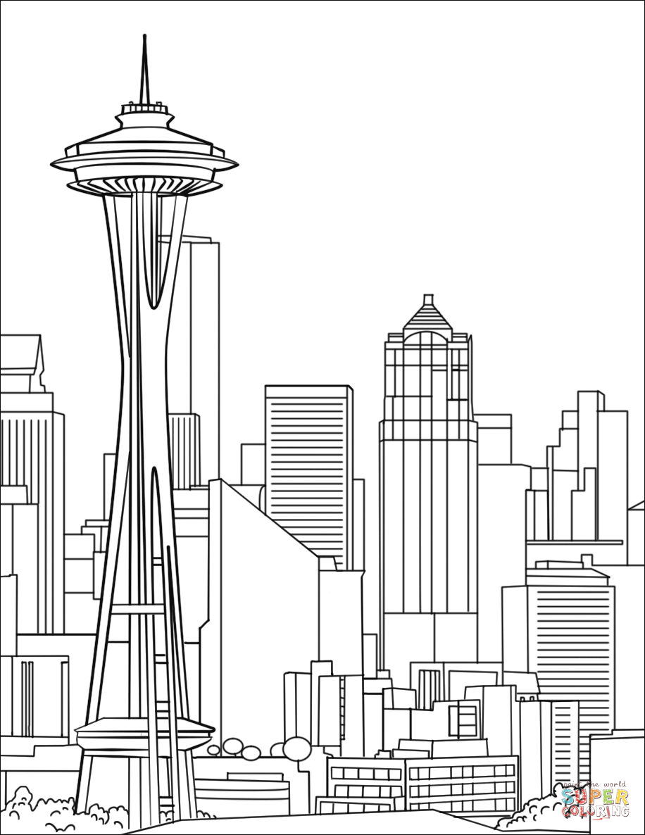 Space needle super coloring house design drawing space needle seattle space needle