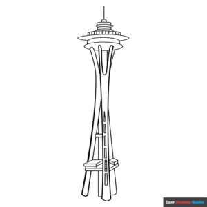 Space needle coloring page easy drawing guides