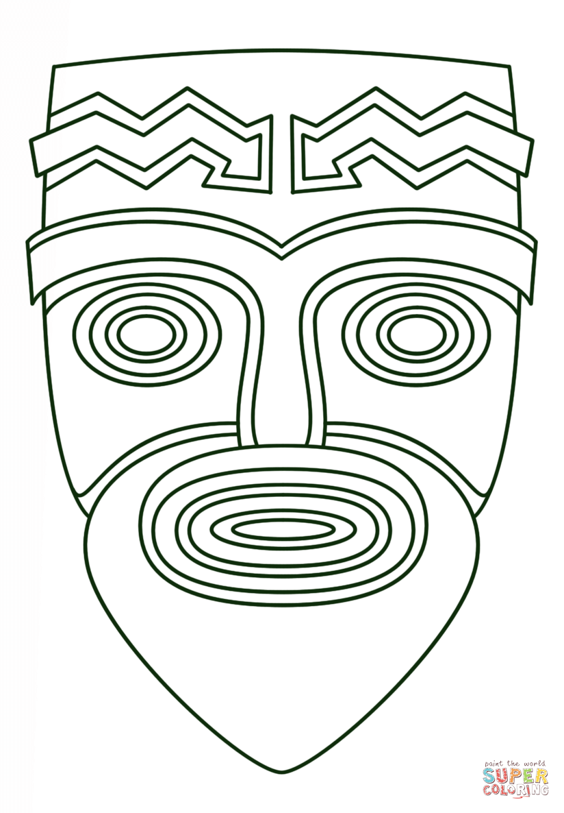 Tiki face coloring page free printable coloring pages