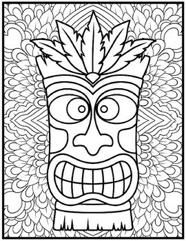 Tiki masks coloring pages mindfulness coloring sheets by qetsy