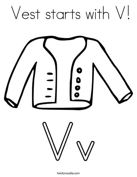 Vest starts with v coloring page