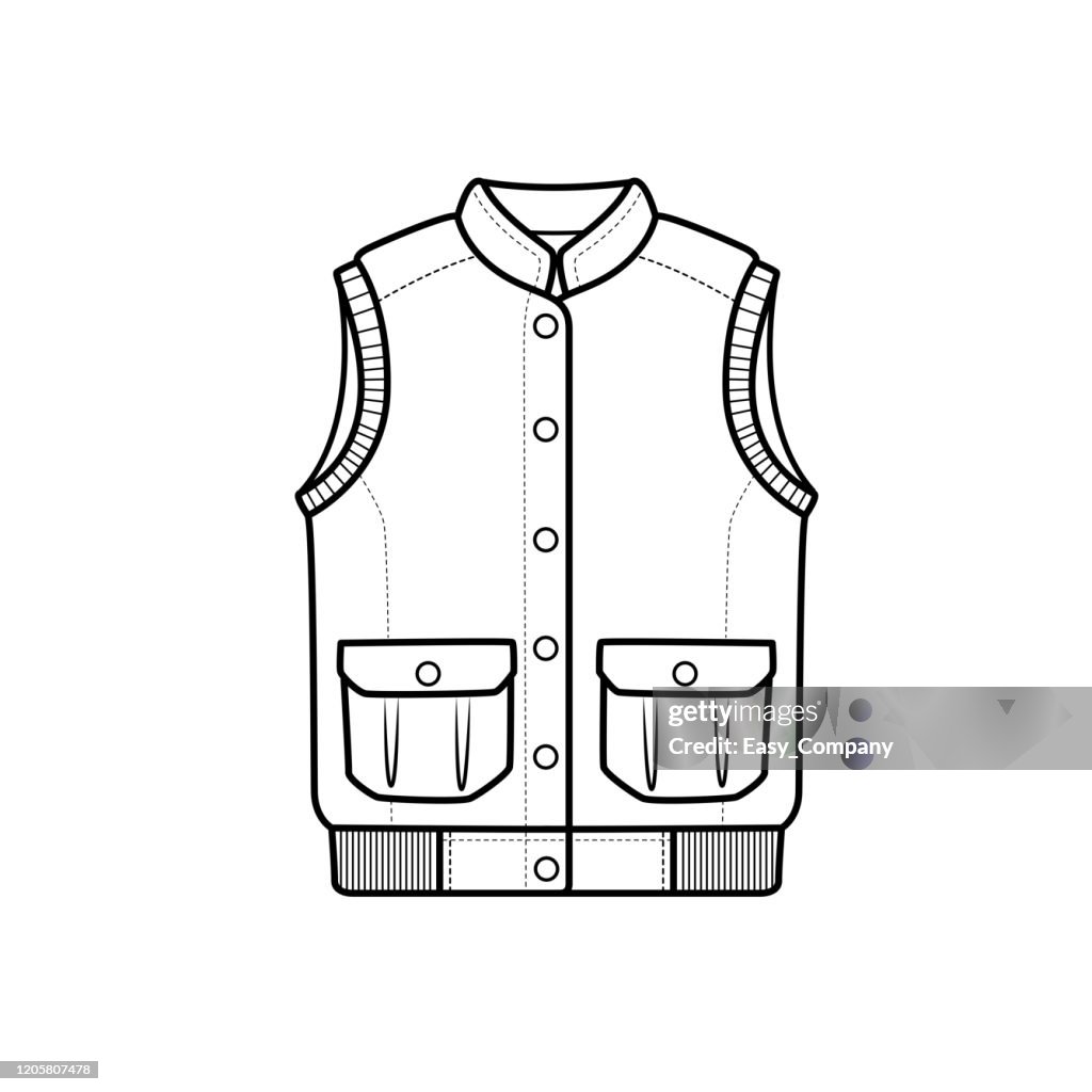 Vector illustration of vest isolated on white background for kids coloring book high