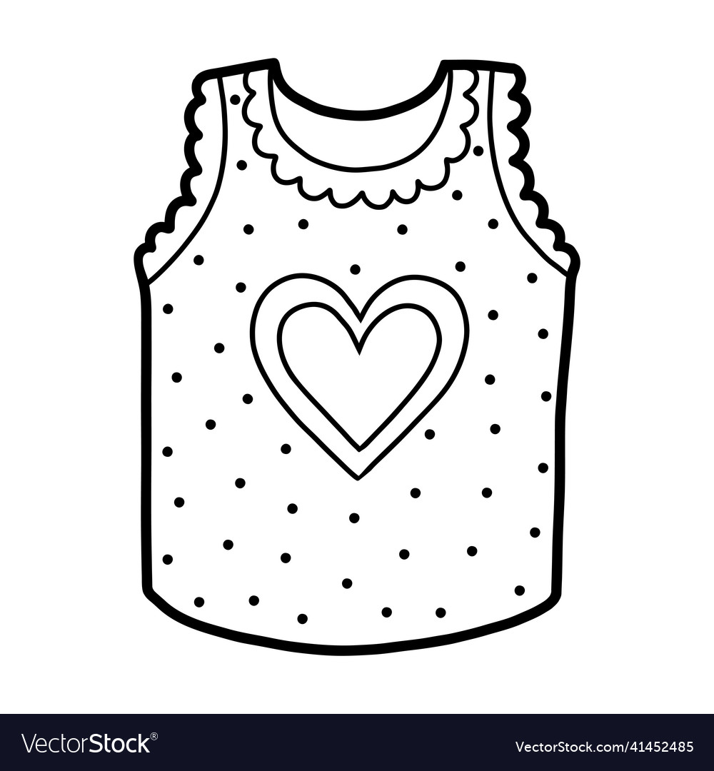 Coloring book vest with a heart royalty free vector image