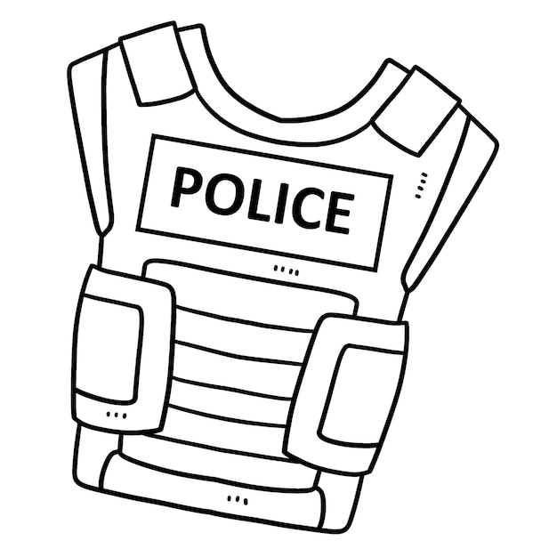 Premium vector police bulletproof vest isolated coloring page