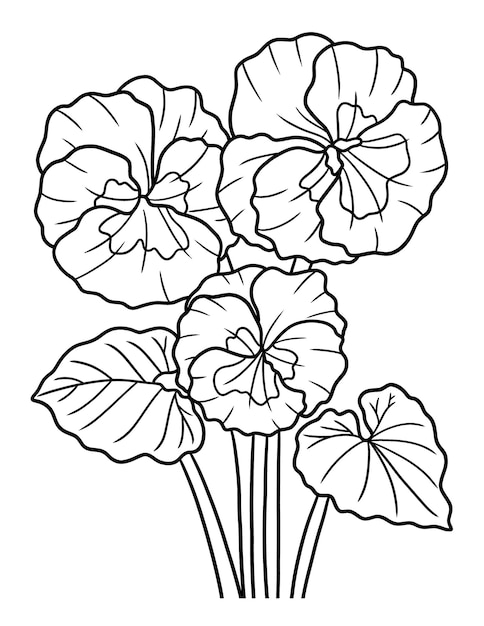 Premium vector violet flower coloring page for adults