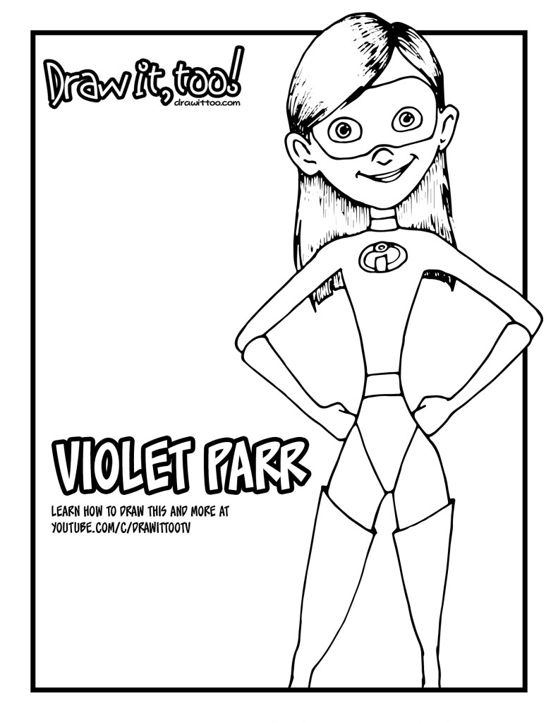 How to draw violet parr incredibles drawing tutorial