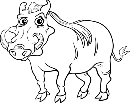 Warthog animal cartoon coloring book vector