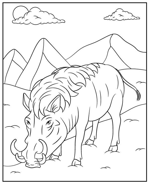 Warthog coloring page african animal