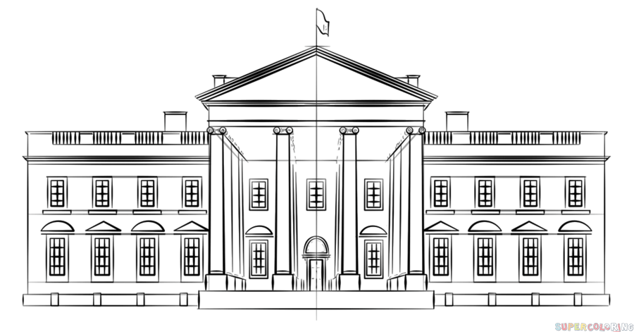 How to draw the white house step by step drawing tutorials