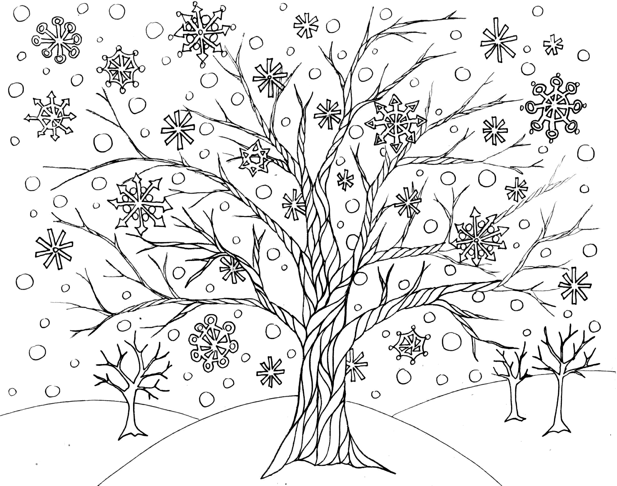 Free winter tree coloring page â from victory road