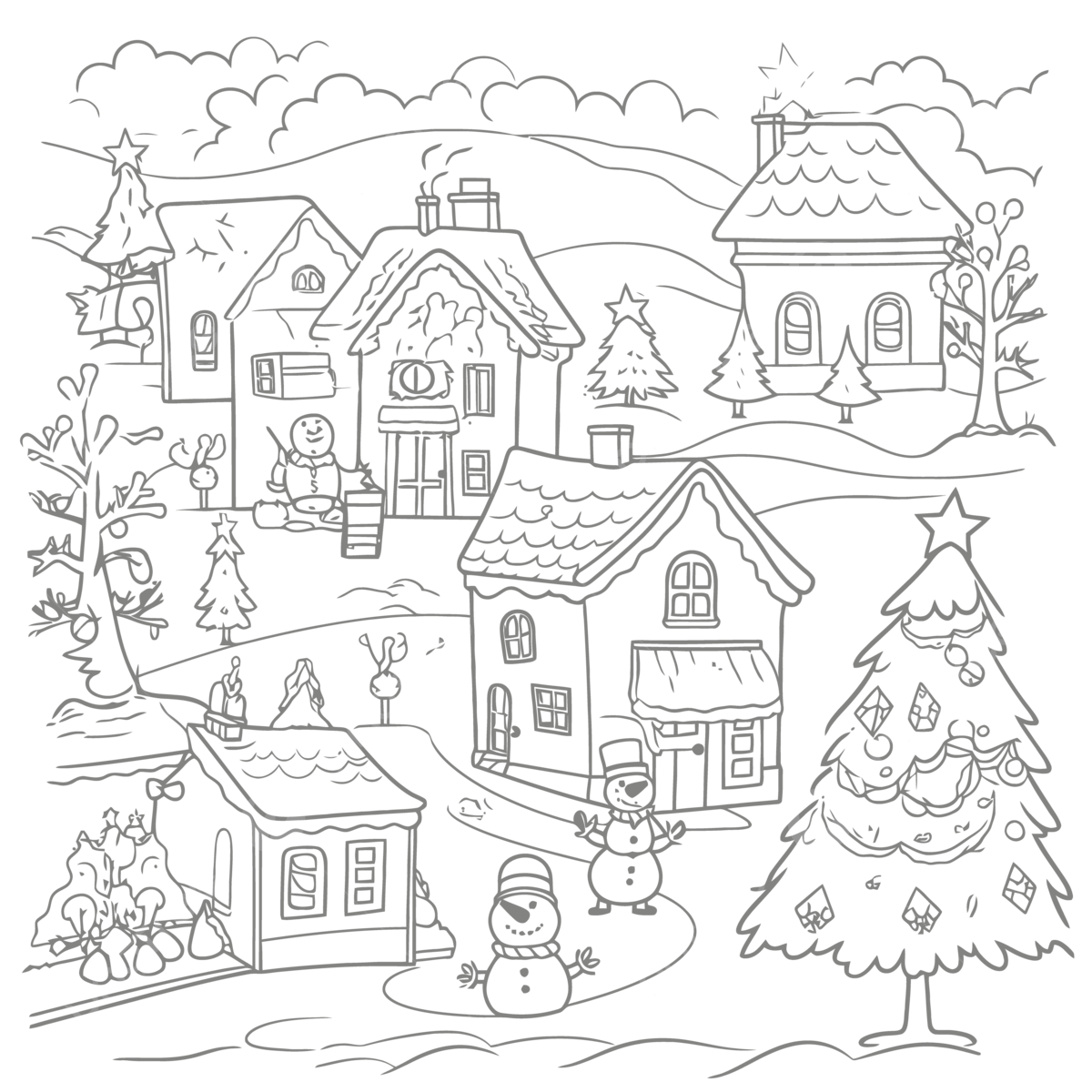 Christmas village coloring pages free printable coloring pages for winter outline sketch drawing vector christmas drawing wing drawing winter drawing png and vector with transparent background for free download