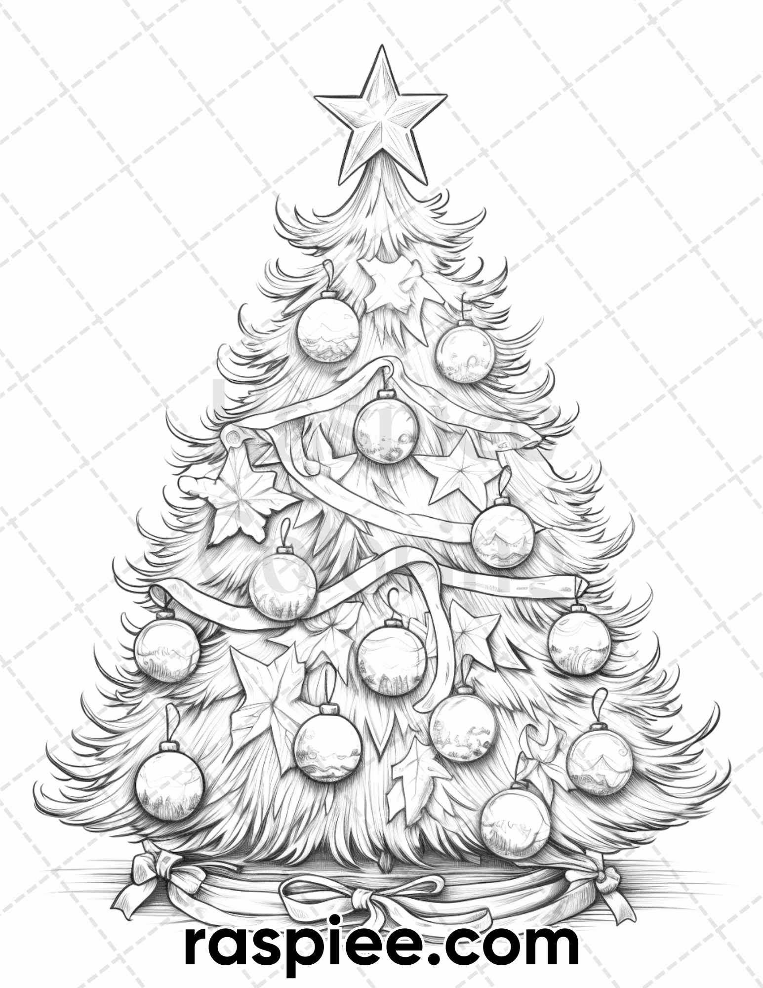 Christmas tree grayscale coloring pages for adults printable pdf i â coloring