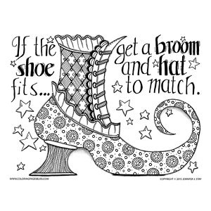 Witchs shoe halloween coloring page