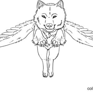 Wolf with wings coloring pages printable for free download