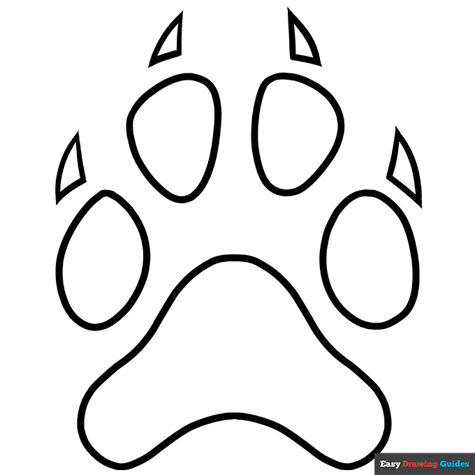 Dog paw print coloring page easy drawing guides