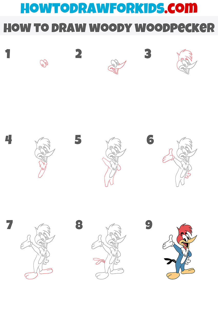 How to draw woody woodpecker