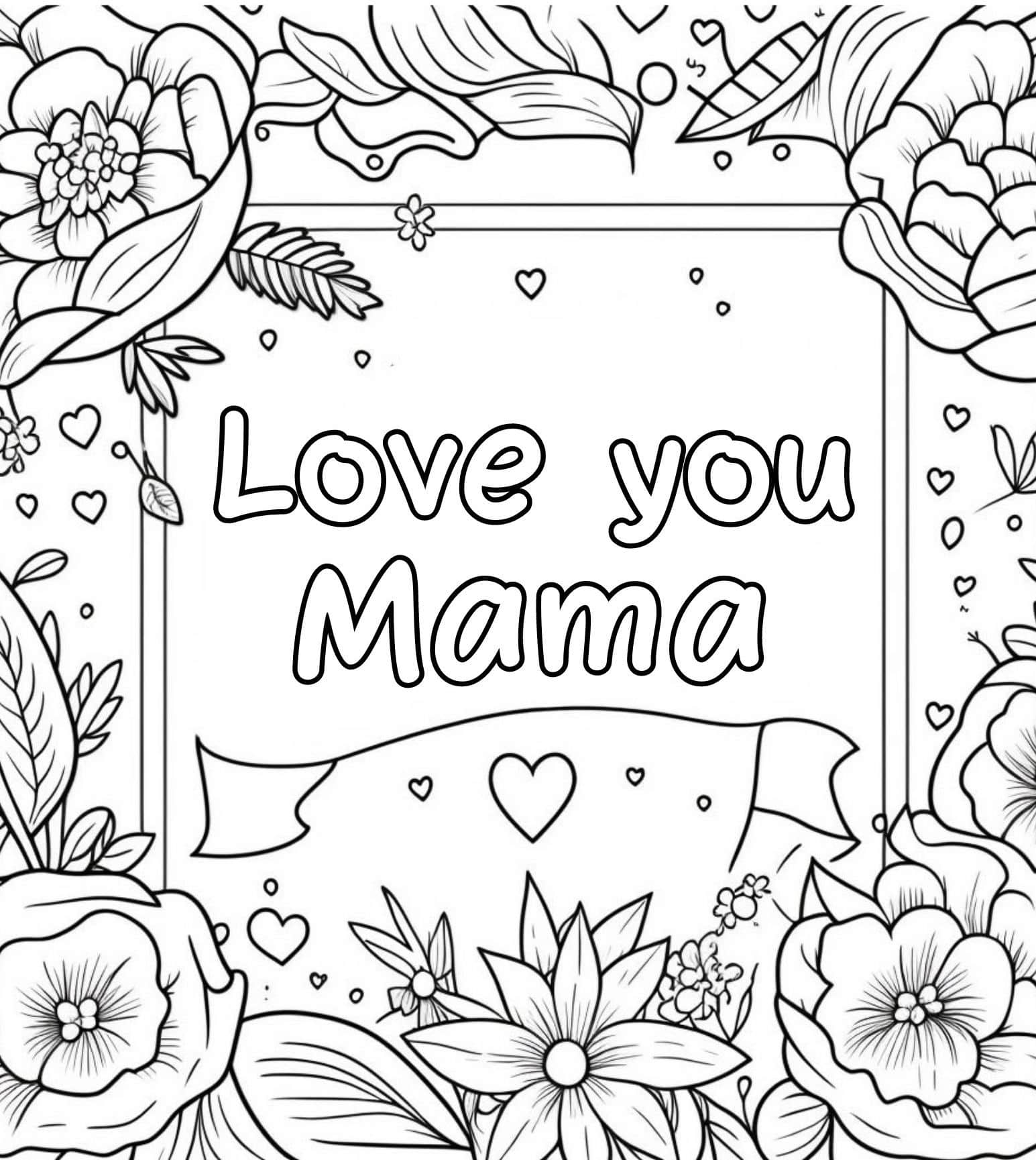 Hearty mothers day coloring pages