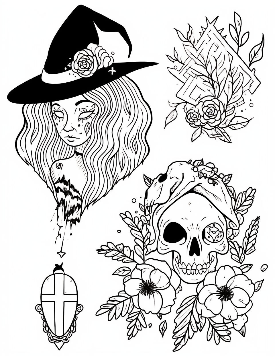 Spooky halloween coloring pages for kids and adults