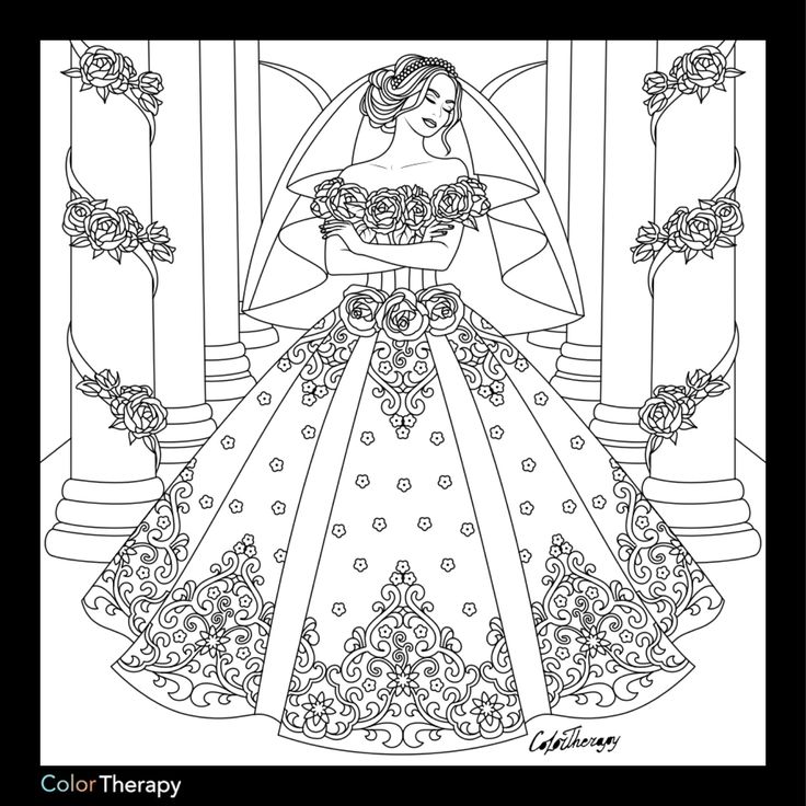 Cream wedding dresses wedding coloring pages adult coloring pages coloring pages for girls