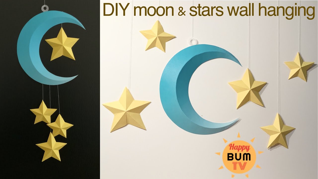 Diy d moon and star wall hanging diy wall decor i easy diy paper crafts