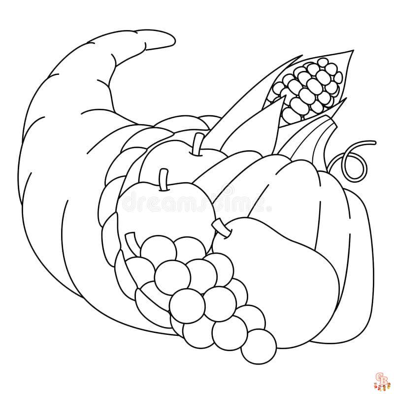 Printable cornucopia coloring pages free for kids and adults