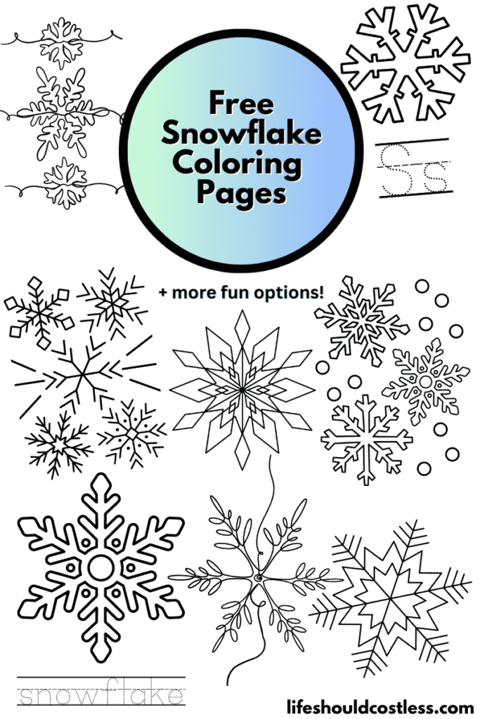 Snowflake coloring pages free printable pdf templates