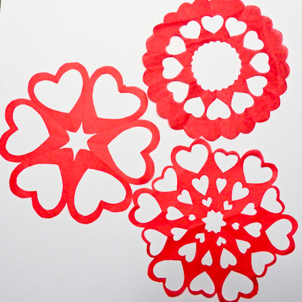 Valentine heart snowflake patterns