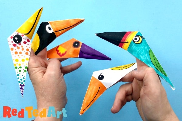 Easy bird finger puppet origami