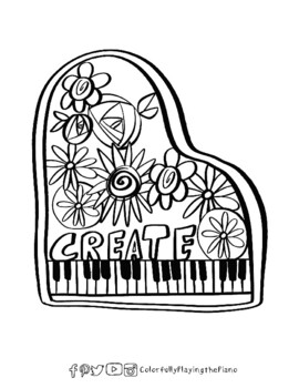 Piano coloring page tpt