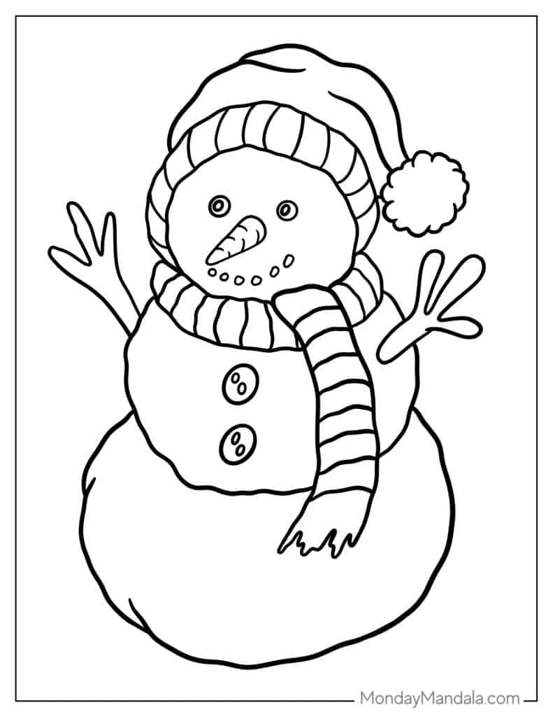 Snowman coloring pages free pdf printables