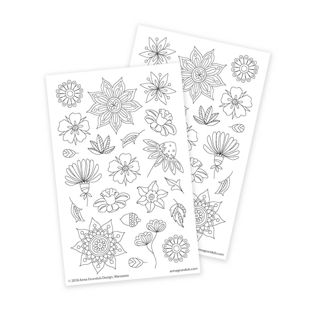 Flowers coloring stickers