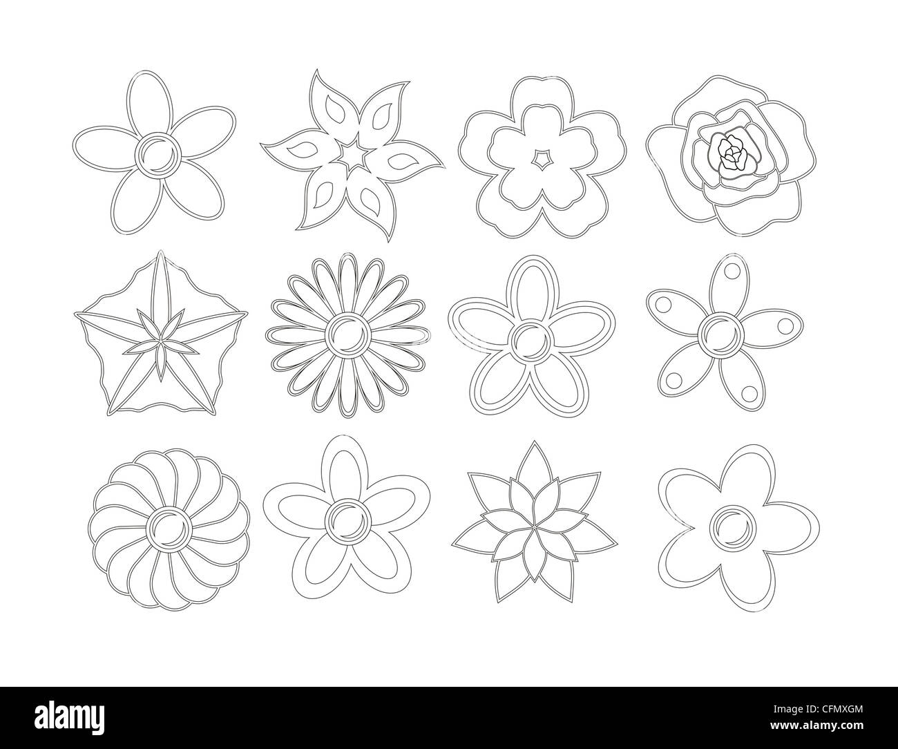 Flower stickers black and white stock photos images