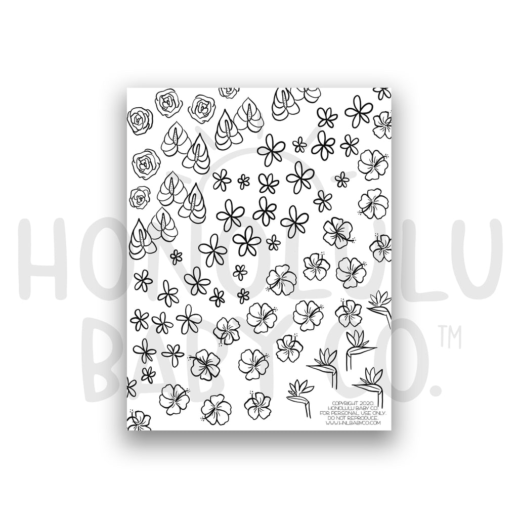 Flower coloring sheet â honolulu baby pany