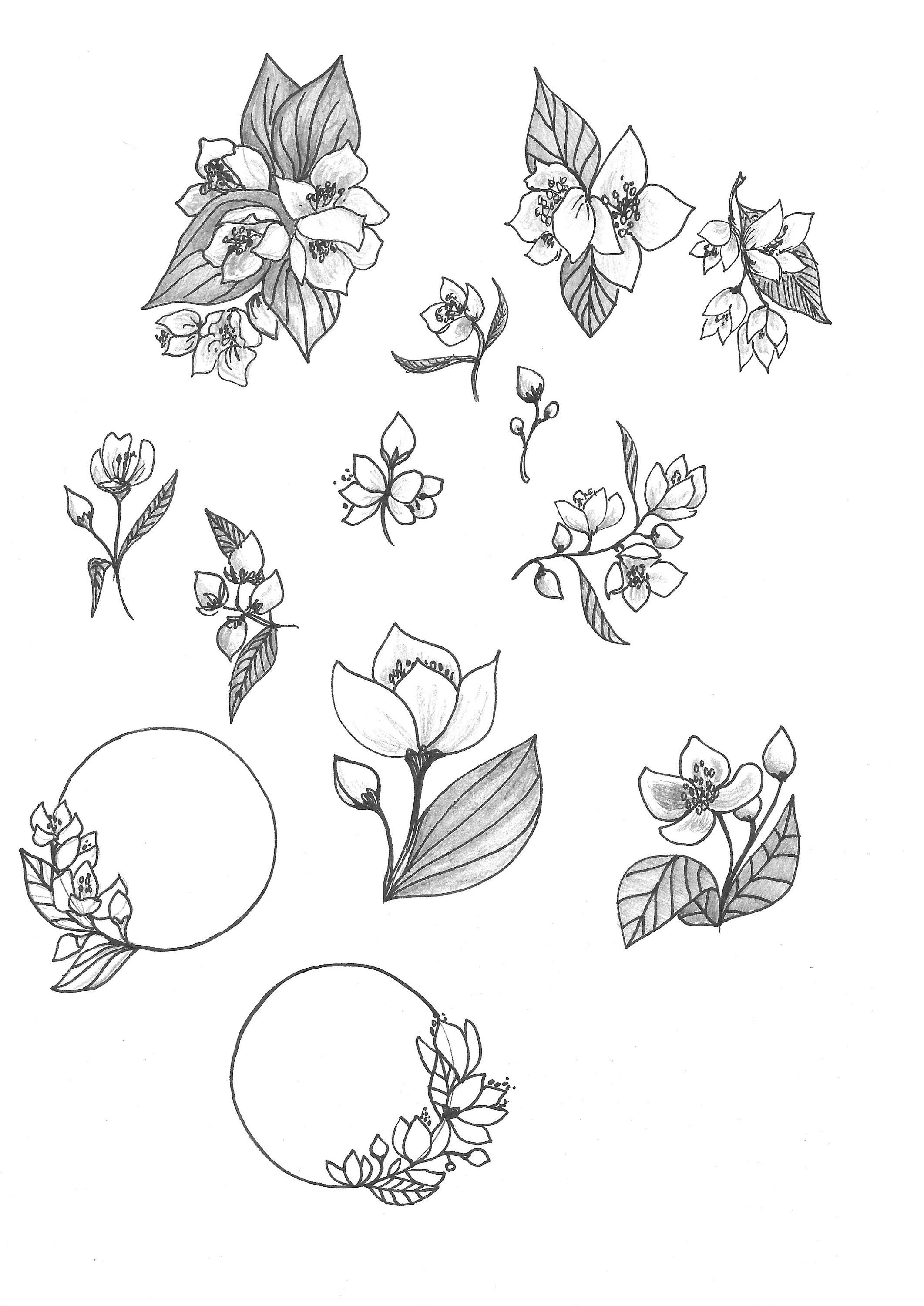 Printable jasmine flower stickers a a us letter half letter sizes