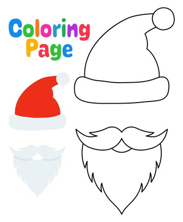 Premium vector coloring page with beard with christmas hat for kids